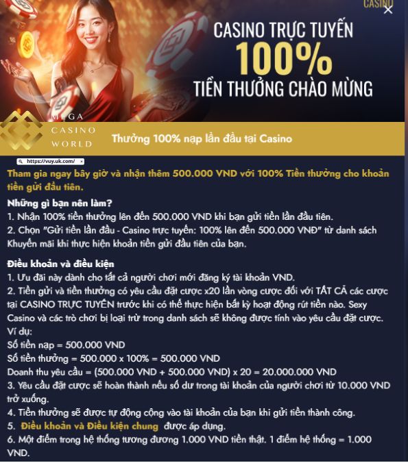 Casino Trực Tuyến – Thưởng 100% Cho Lần Gửi Đầu Tiên